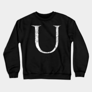 U in Roman White Marble Latin Alphabet Letter Sticker Crewneck Sweatshirt